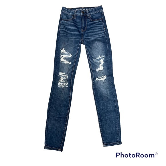 American Eagle super stretch high rise jegging distressed size 00R - Picture 1 of 6